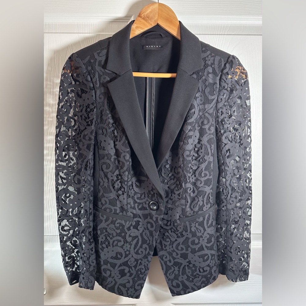 Sisley Black Lace Blazer Small - Picture 4 of 15